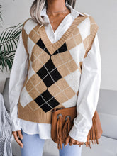 Plaid V-Neck Sweater Vest Khaki OutfitFlow
